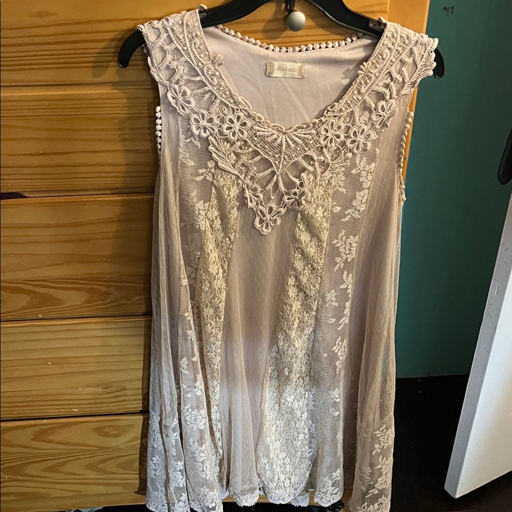 Altar'd State Floral Lace Blouse in Cream